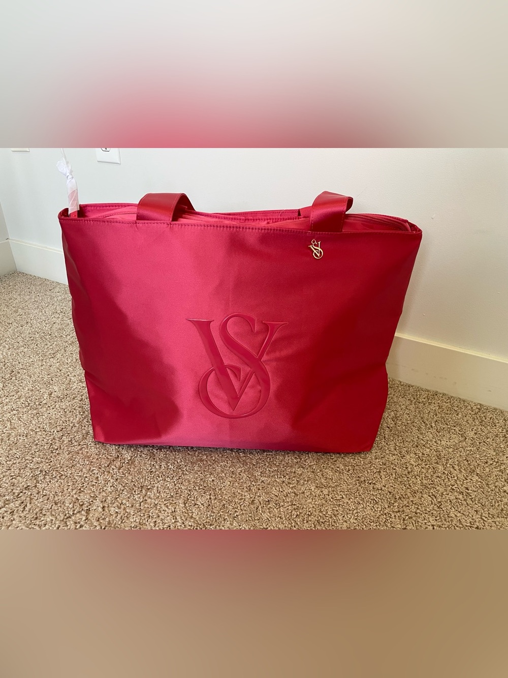 Victoria Secret Red Monogram Logo Tote Bag - NWT